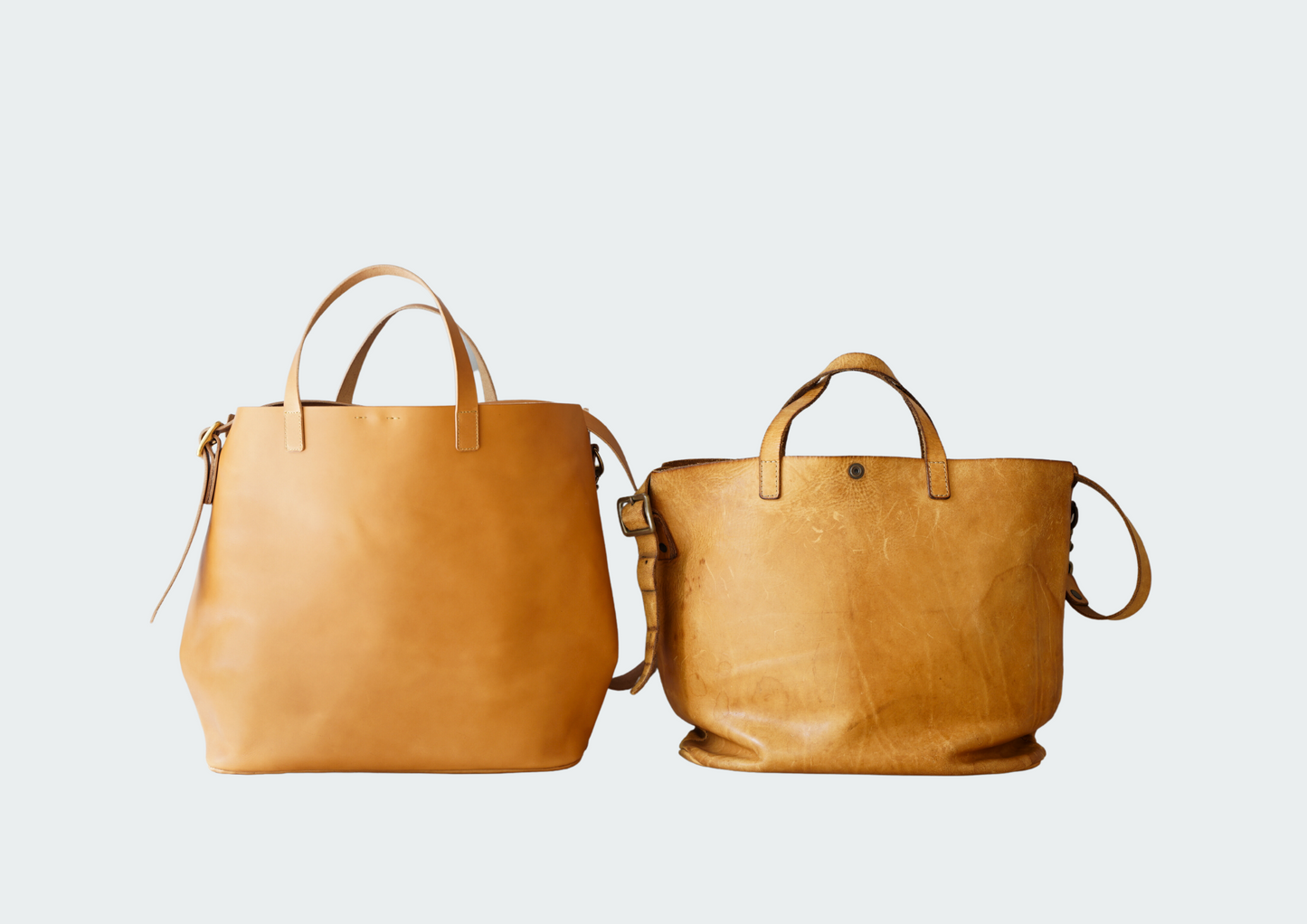 Drawing 2way トートバッグ ベージュ Mサイズ 経年変化比較例