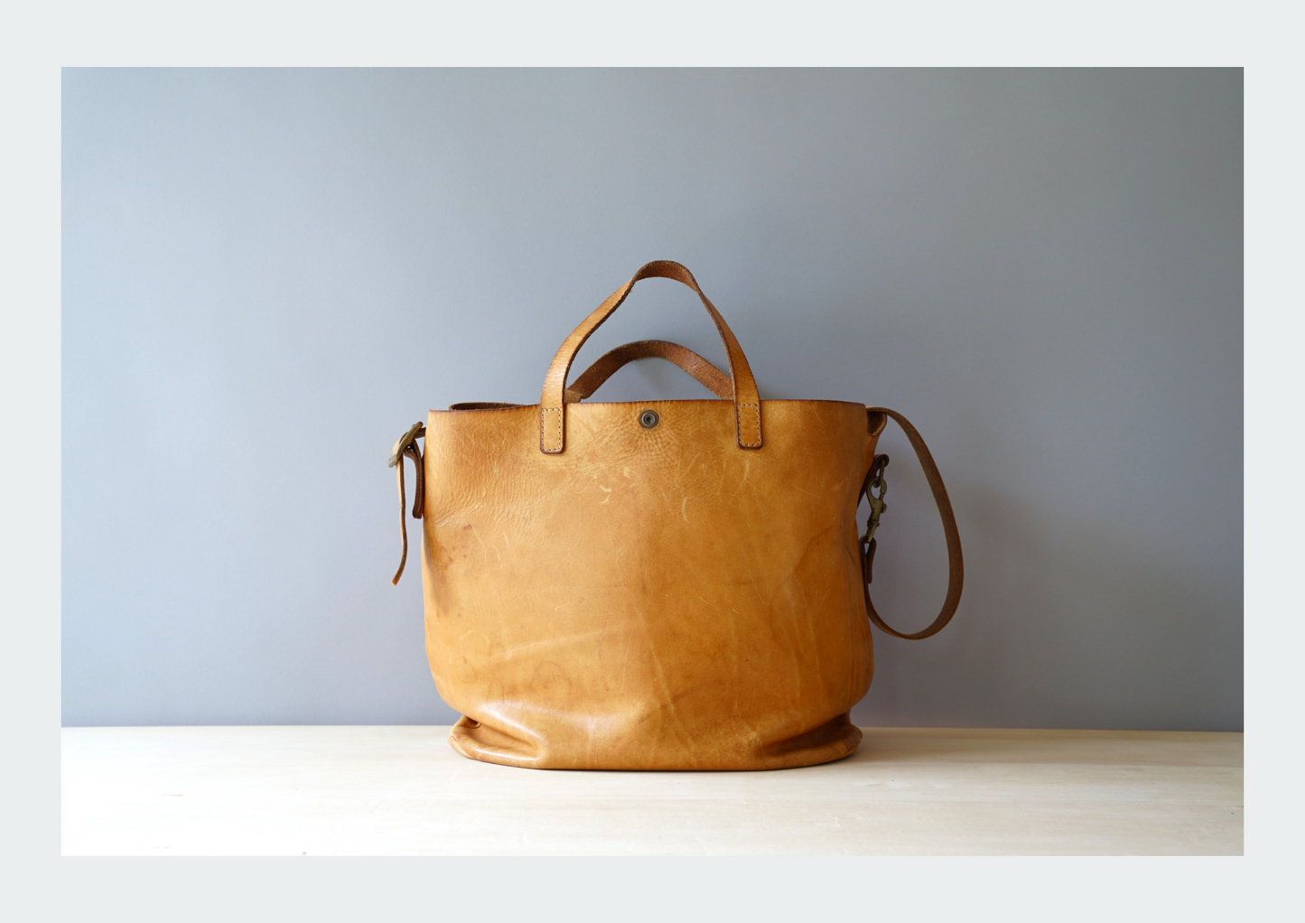 Drawing 2way トートバッグ ベージュ Mサイズ 経年変化例