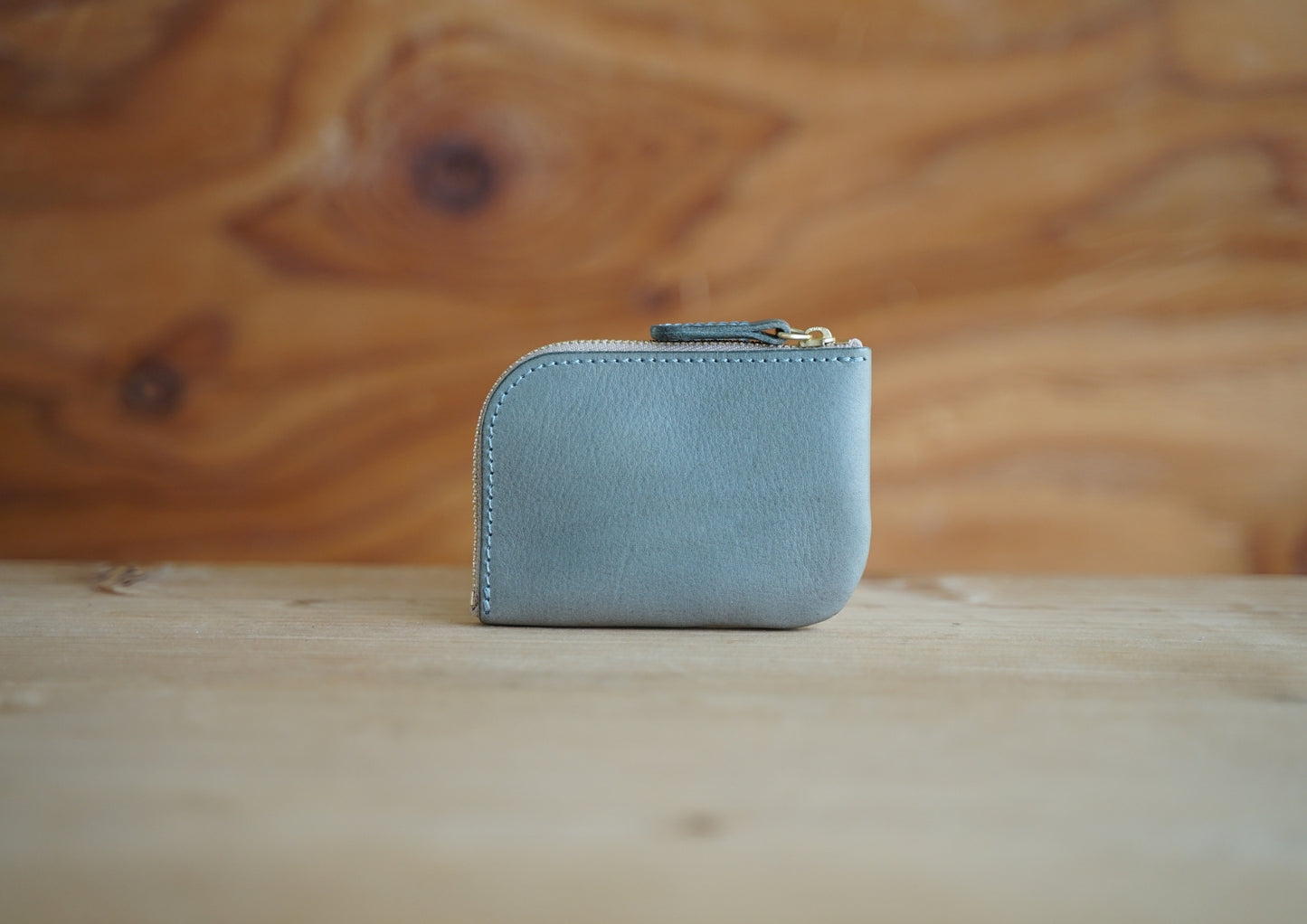 【サンプル品/日焼け】ミニミニジップウォレット|シボ白・ブルーグリーン