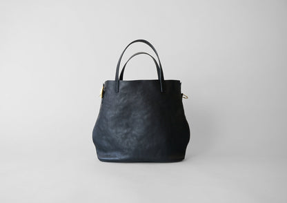 シボ黒　2wayトートバッグ　Mサイズ　front