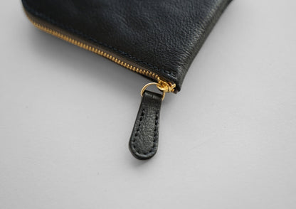 シボ黒：ミドルジップウォレット