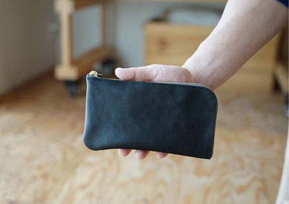 シボ黒：ロングジップウォレット